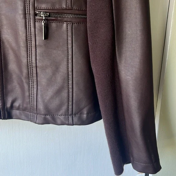 NWOT Mo-Ka by Santa Fe Brown Faux Leather Jacket Full Zip - Women’s M - Picture 3 of 17